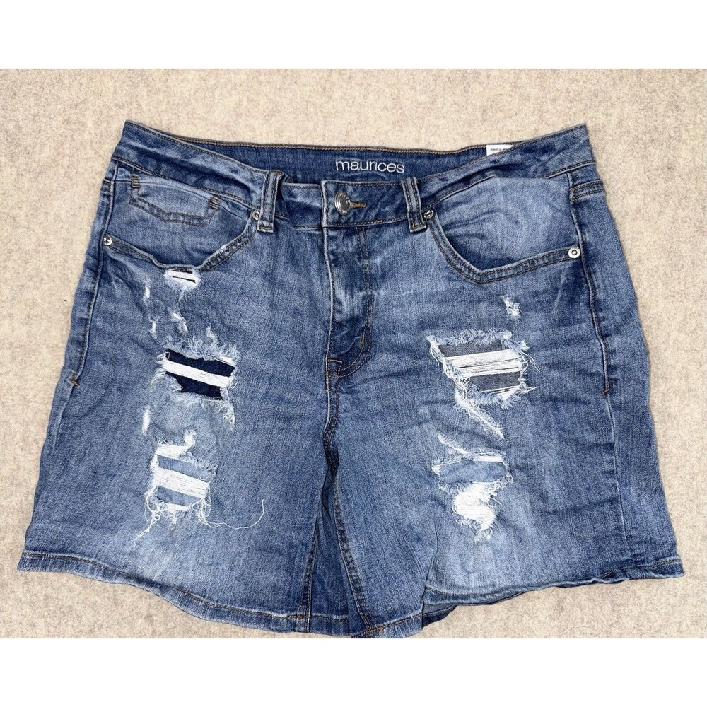Maurices Women’s Jean Shorts Denim Size 10 Mid Wash Distressed